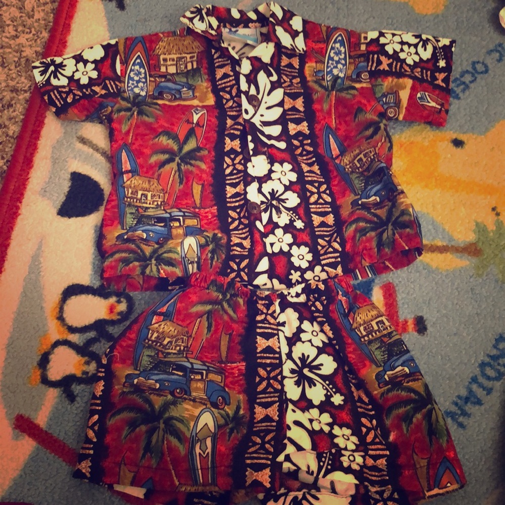 Infant red/black Hawaiian outfit!